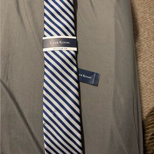 Club Room Navy and White Diagonal Striped Tie
